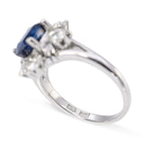 Vintage 14k White Gold 1.51ct Violet Blue Sapphire and Diamond Ring