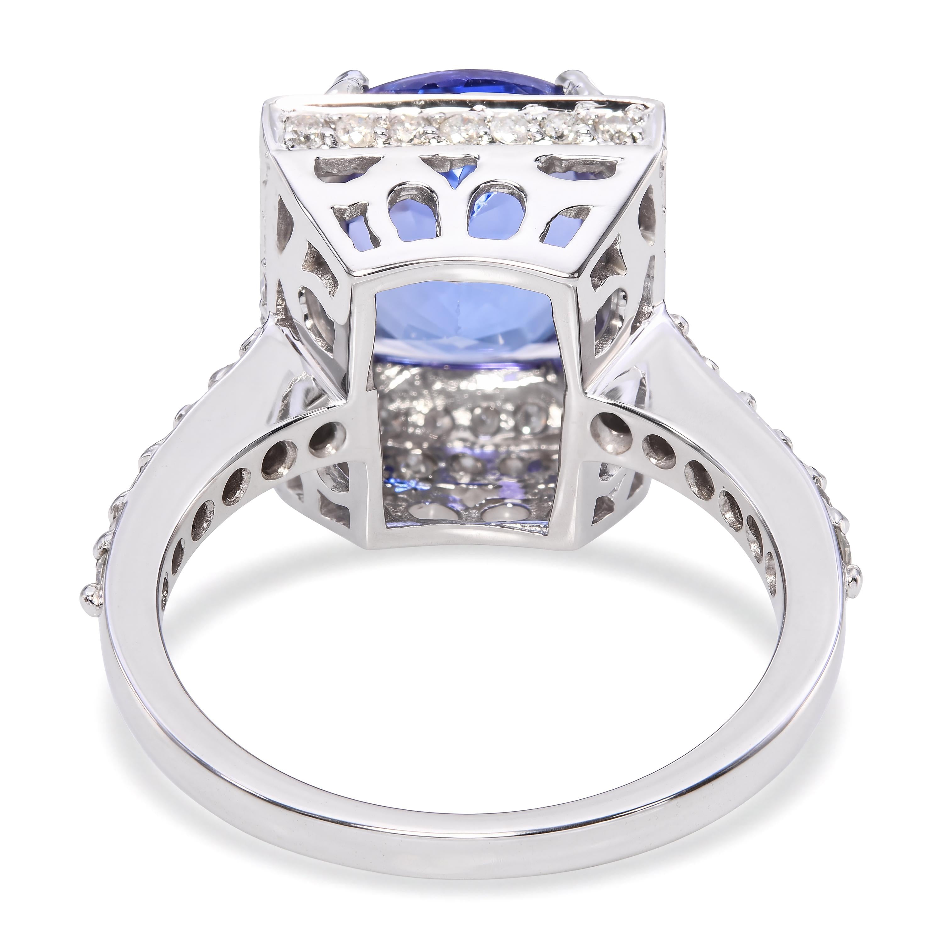14k White Gold 4.09ct Tanzanite and Diamond Ring
