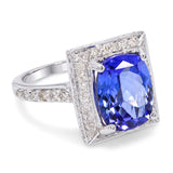 14k White Gold 4.09ct Tanzanite and Diamond Ring