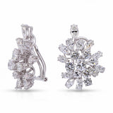 Vintage Platinum 10.15tcw I VS Diamond Cluster Statement Earrings