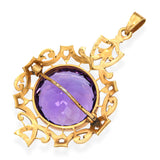 Vintage 14k Yellow Gold 14.26ct Amethyst Woven Motif Pendant