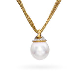 David Yurman 18k Yellow Gold Diamond Pearl Pendant Multistrand Necklace