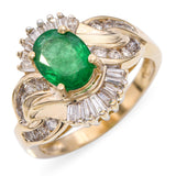 Vintage 14k Yellow Gold 1.01ct Emerald and Diamond Ring