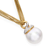 David Yurman 18k Yellow Gold Diamond Pearl Pendant Multistrand Necklace