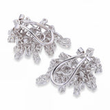 Vintage Platinum 10.15tcw I VS Diamond Cluster Statement Earrings