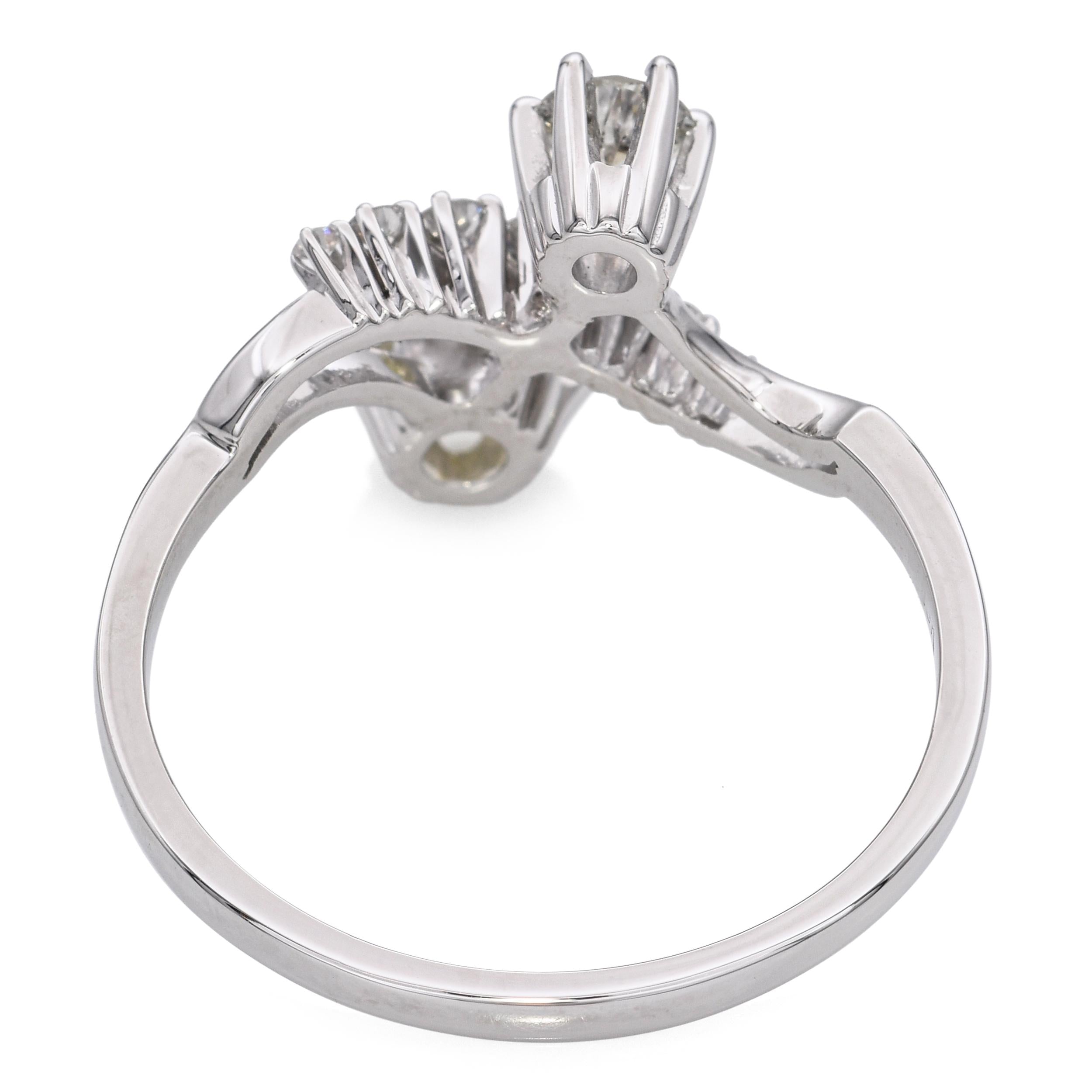 Vintage 18k White Gold 1.75tcw Yellow Old Euro Diamond Statement Ring