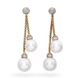 David Yurman 18k Yellow Gold Diamond and Pearl Dangle Earrings
