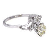 Vintage 18k White Gold 1.75tcw Yellow Old Euro Diamond Statement Ring