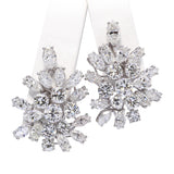 Vintage Platinum 10.15tcw I VS Diamond Cluster Statement Earrings
