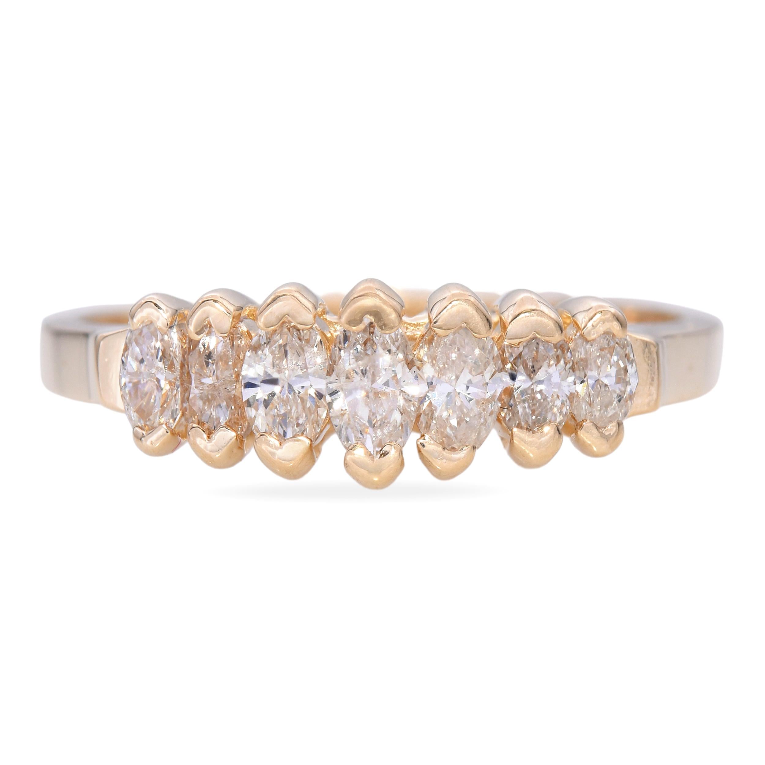 Vintage 14k Yellow Gold Marquise Diamond Ring