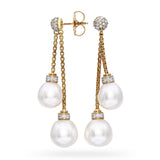David Yurman 18k Yellow Gold Diamond and Pearl Dangle Earrings