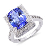 14k White Gold 4.09ct Tanzanite and Diamond Ring