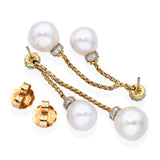 David Yurman 18k Yellow Gold Diamond and Pearl Dangle Earrings