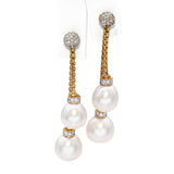 David Yurman 18k Yellow Gold Diamond and Pearl Dangle Earrings