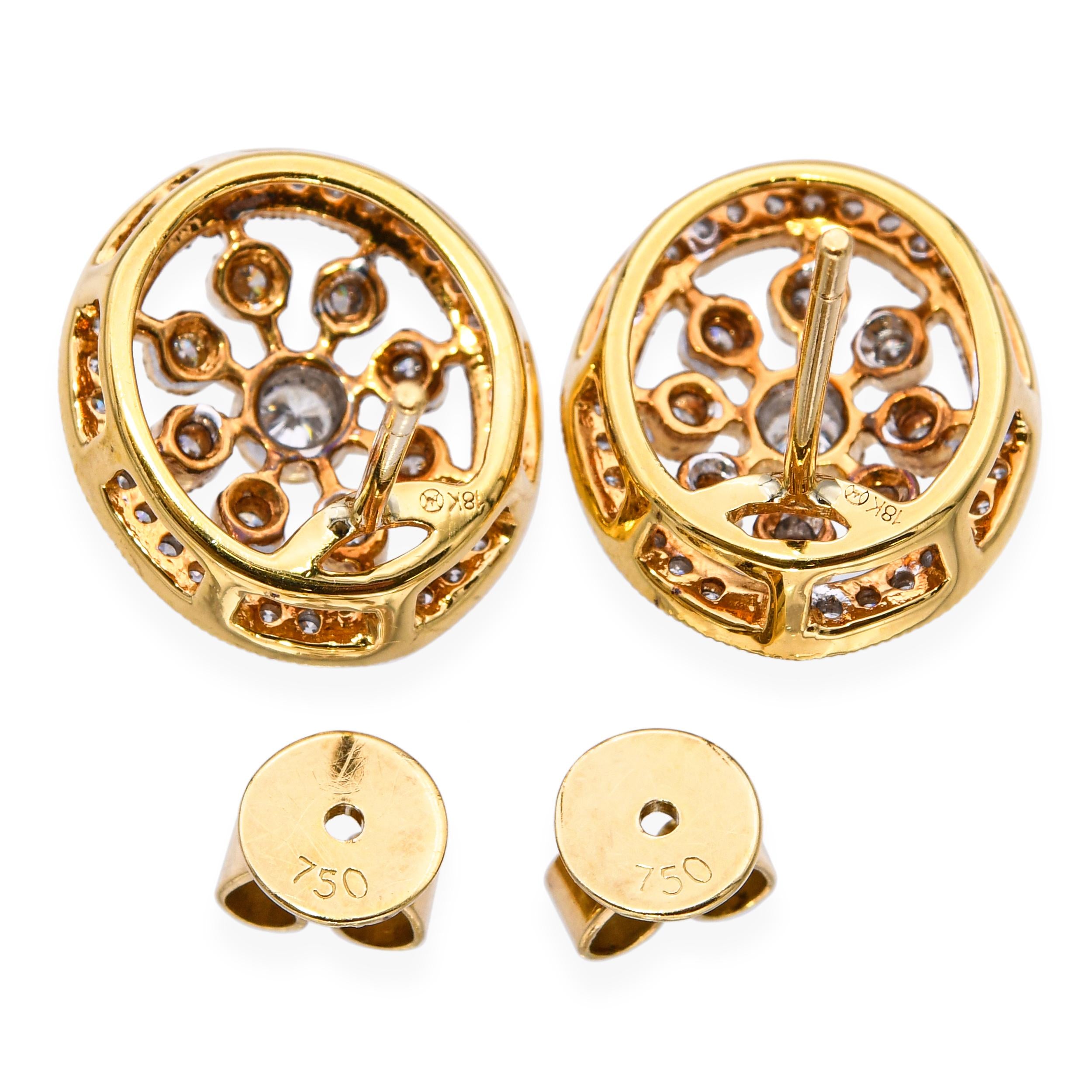 18k Yellow Gold 1.01tcw Diamond Motif Earrings