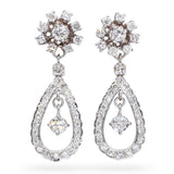 Vintage 13k White Gold 1.95tcw J Si1 Diamond Loop Dangle Earrings