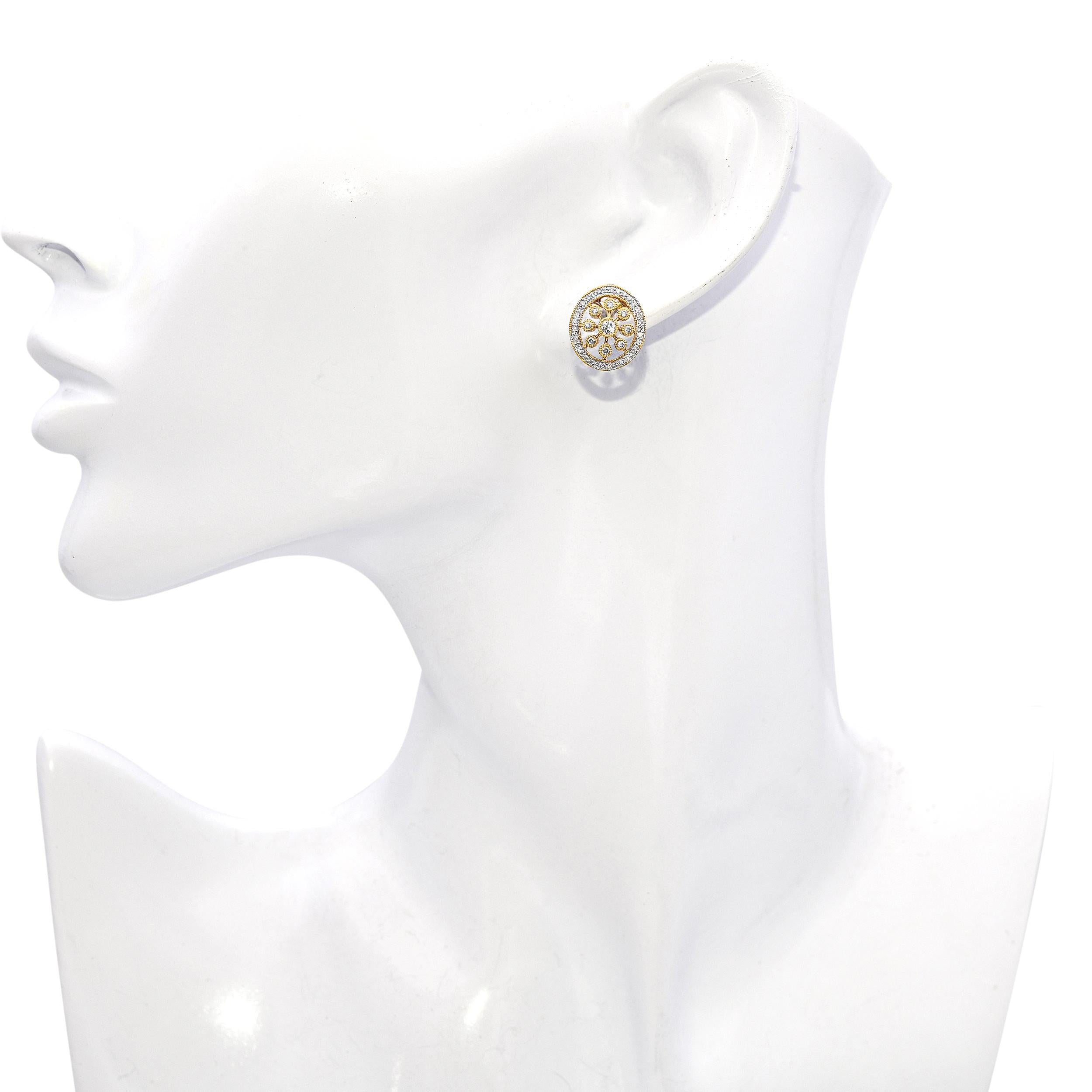 18k Yellow Gold 1.01tcw Diamond Motif Earrings