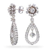 Vintage 13k White Gold 1.95tcw J Si1 Diamond Loop Dangle Earrings