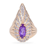 Erte 14k Yellow Gold 0.75tcw Amethyst and Diamond Peacock Ring