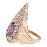 Erte 14k Yellow Gold 0.75tcw Amethyst and Diamond Peacock Ring