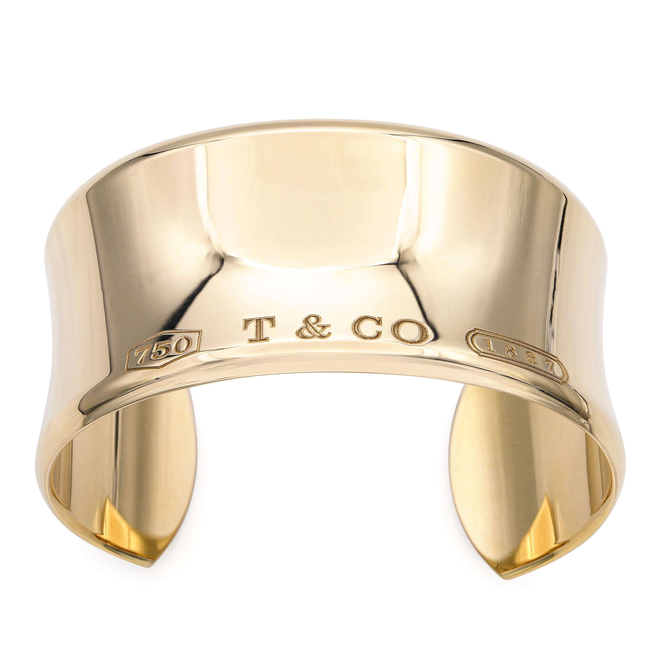 Tiffany & Co 18k Yellow Gold 1837 Wide Cuff Bracelet