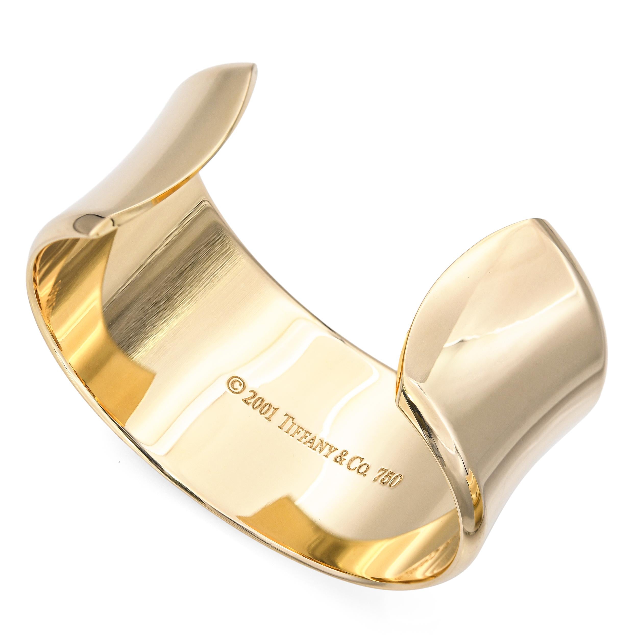 Tiffany & Co 18k Yellow Gold 1837 Wide Cuff Bracelet