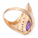 Erte 14k Yellow Gold 0.75tcw Amethyst and Diamond Peacock Ring
