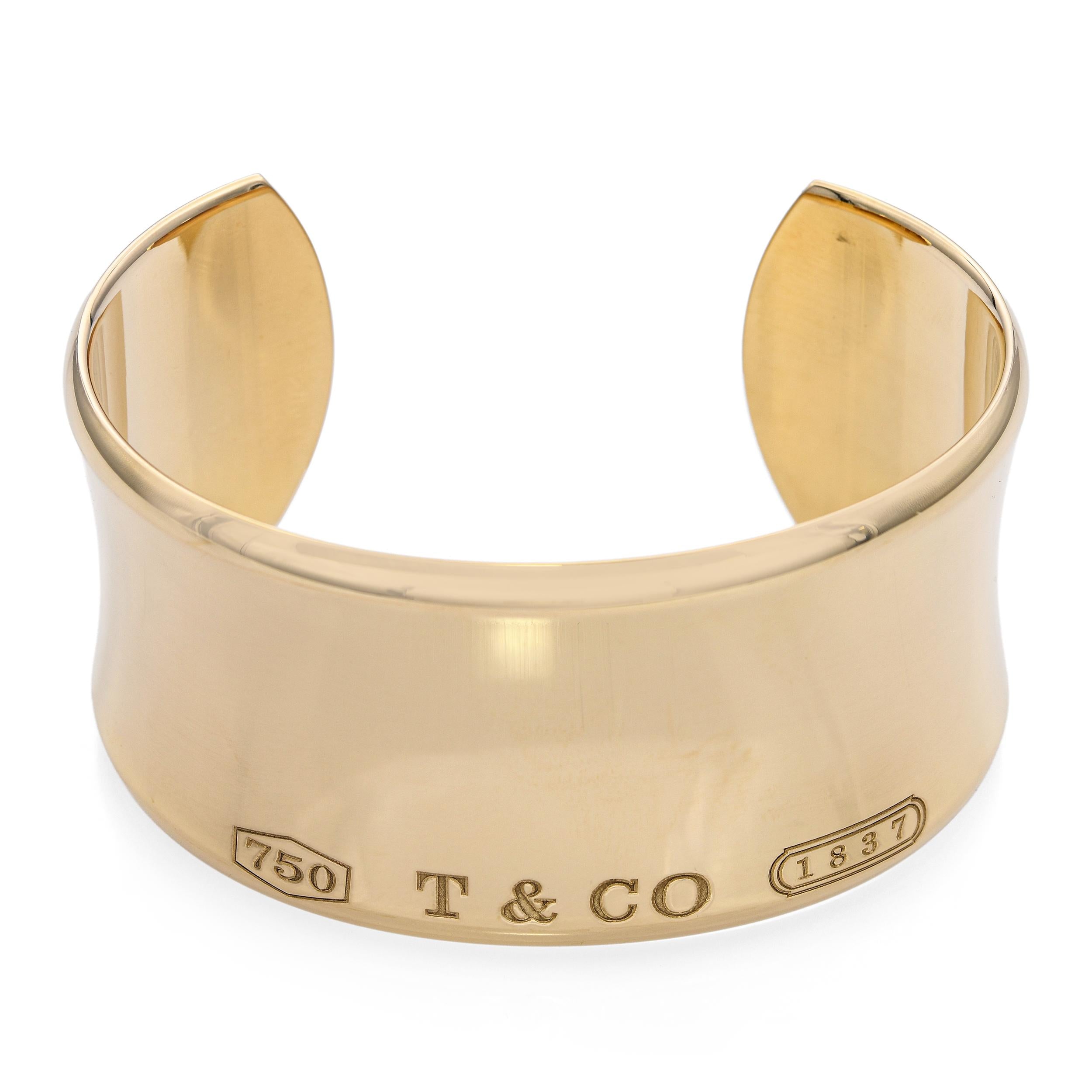 Tiffany & Co 18k Yellow Gold 1837 Wide Cuff Bracelet