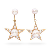 Vintage 14k Yellow Gold Pearl Star Screwback Earrings