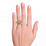 Vintage 14k Yellow Gold GIA 1.44ct L Si1 Old Mine Cut Diamond Starburst Ring