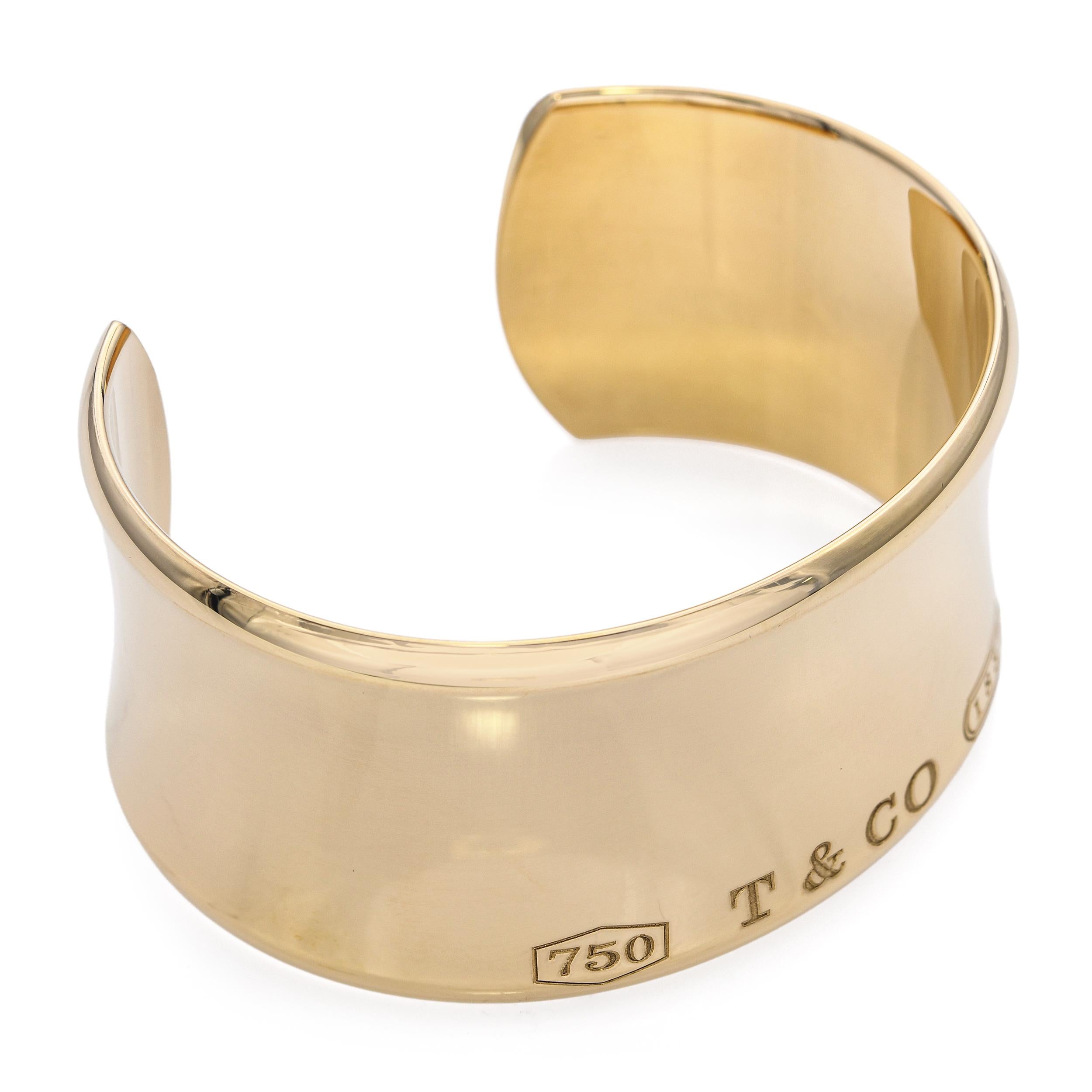 Tiffany & Co 18k Yellow Gold 1837 Wide Cuff Bracelet