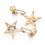 Vintage 14k Yellow Gold Pearl Star Screwback Earrings