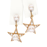 Vintage 14k Yellow Gold Pearl Star Screwback Earrings