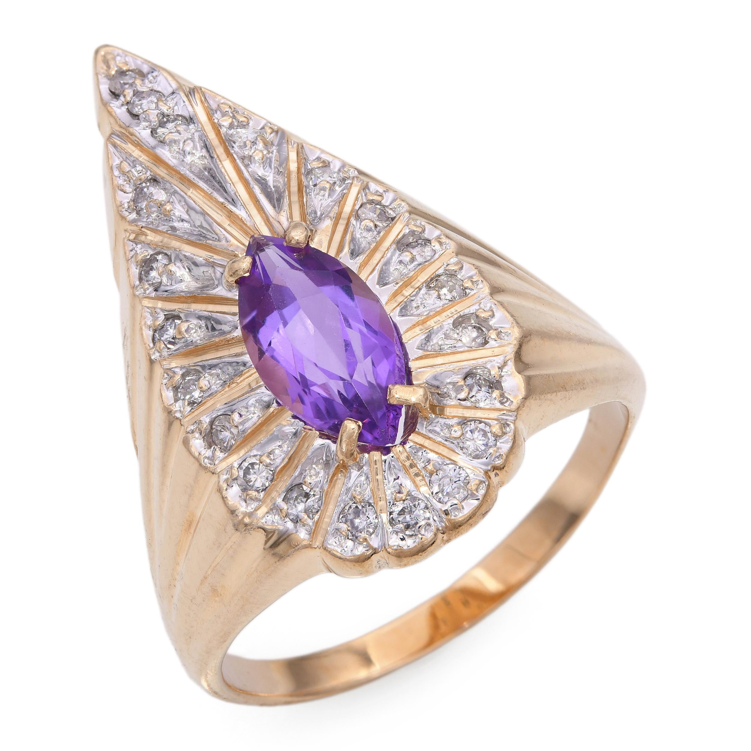 Erte 14k Yellow Gold 0.75tcw Amethyst and Diamond Peacock Ring