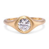 18k Satin Yellow Gold GIA 0.78ct H Internally Flawless Diamond Engagement Ring