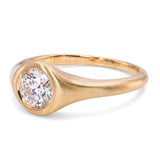 18k Satin Yellow Gold GIA 0.78ct H Internally Flawless Diamond Engagement Ring