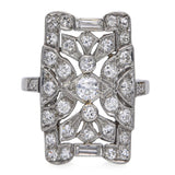 Antique Platinum 1.20tcw Old Euro Cut Diamond Filigree Statement Ring