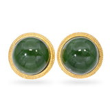 Vintage 14k Yellow Gold 46.2tcw Nephrite Jade Earrings