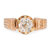 Victorian 14k Yellow Gold Old Mine Cut Diamond Solitaire Ring