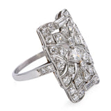 Antique Platinum 1.20tcw Old Euro Cut Diamond Filigree Statement Ring