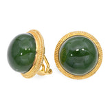 Vintage 14k Yellow Gold 46.2tcw Nephrite Jade Earrings