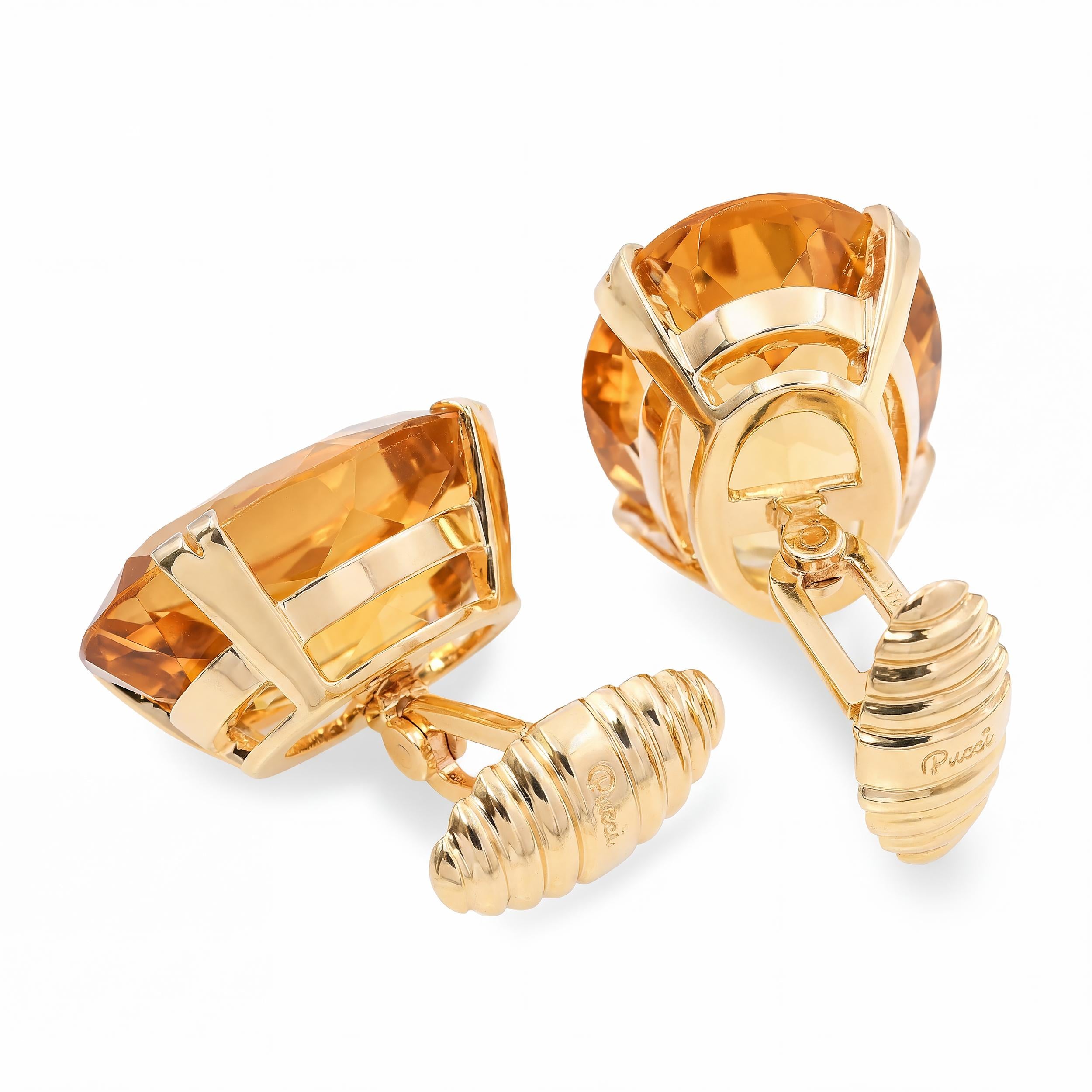 14k Yellow Gold Pucci 56.4tcw Citrine Cufflinks