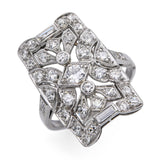 Antique Platinum 1.20tcw Old Euro Cut Diamond Filigree Statement Ring