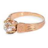 Victorian 14k Yellow Gold Old Mine Cut Diamond Solitaire Ring