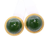 Vintage 14k Yellow Gold 46.2tcw Nephrite Jade Earrings