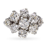 Vintage Louis J. Meyer Platinum 2.20ct Diamond Cluster Ring