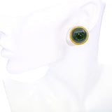 Vintage 14k Yellow Gold 46.2tcw Nephrite Jade Earrings