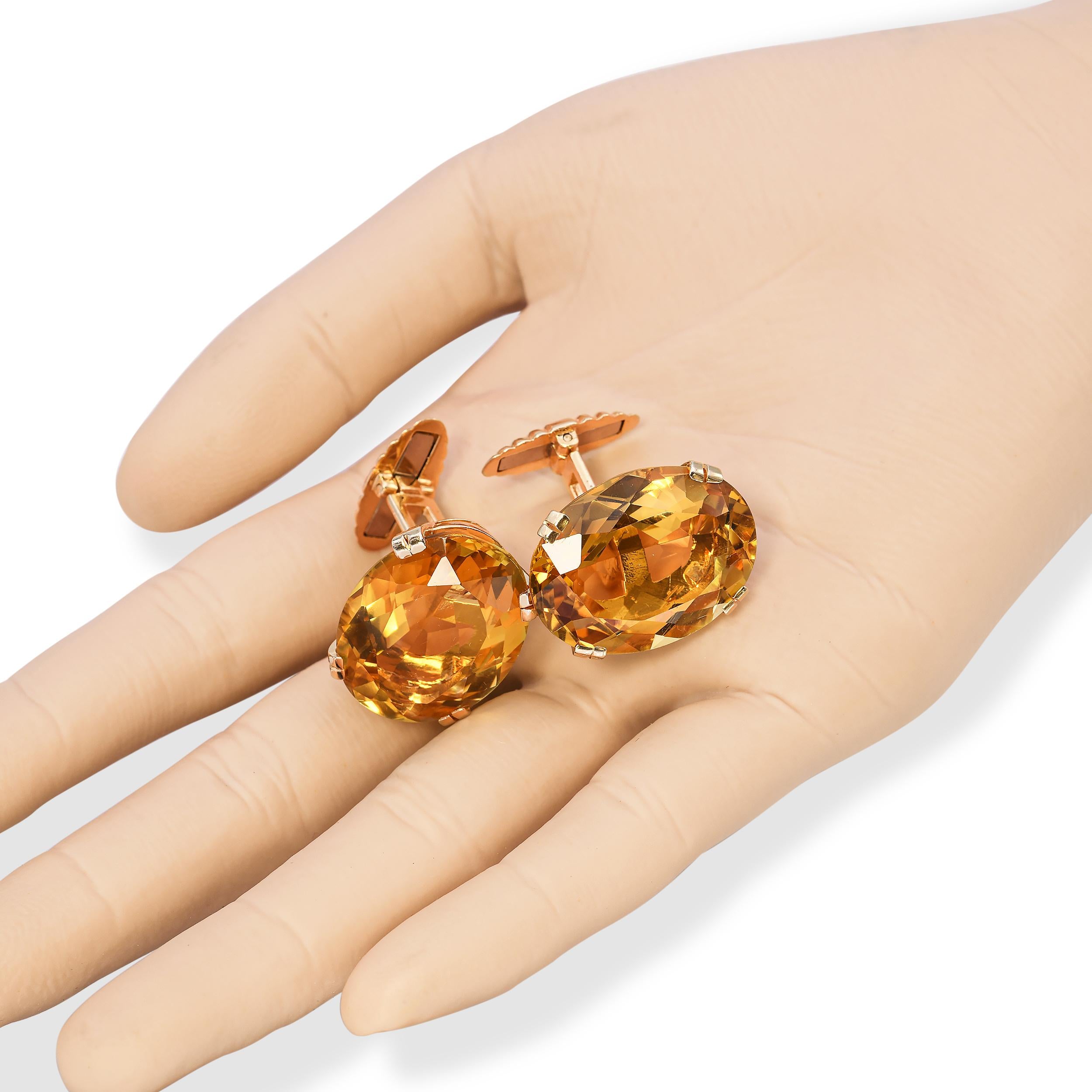 14k Yellow Gold Pucci 56.4tcw Citrine Cufflinks