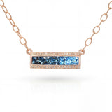 Bellari 14k Rose Gold 2.20tcw Blue Topaz and Diamond Bar Pendant Necklace