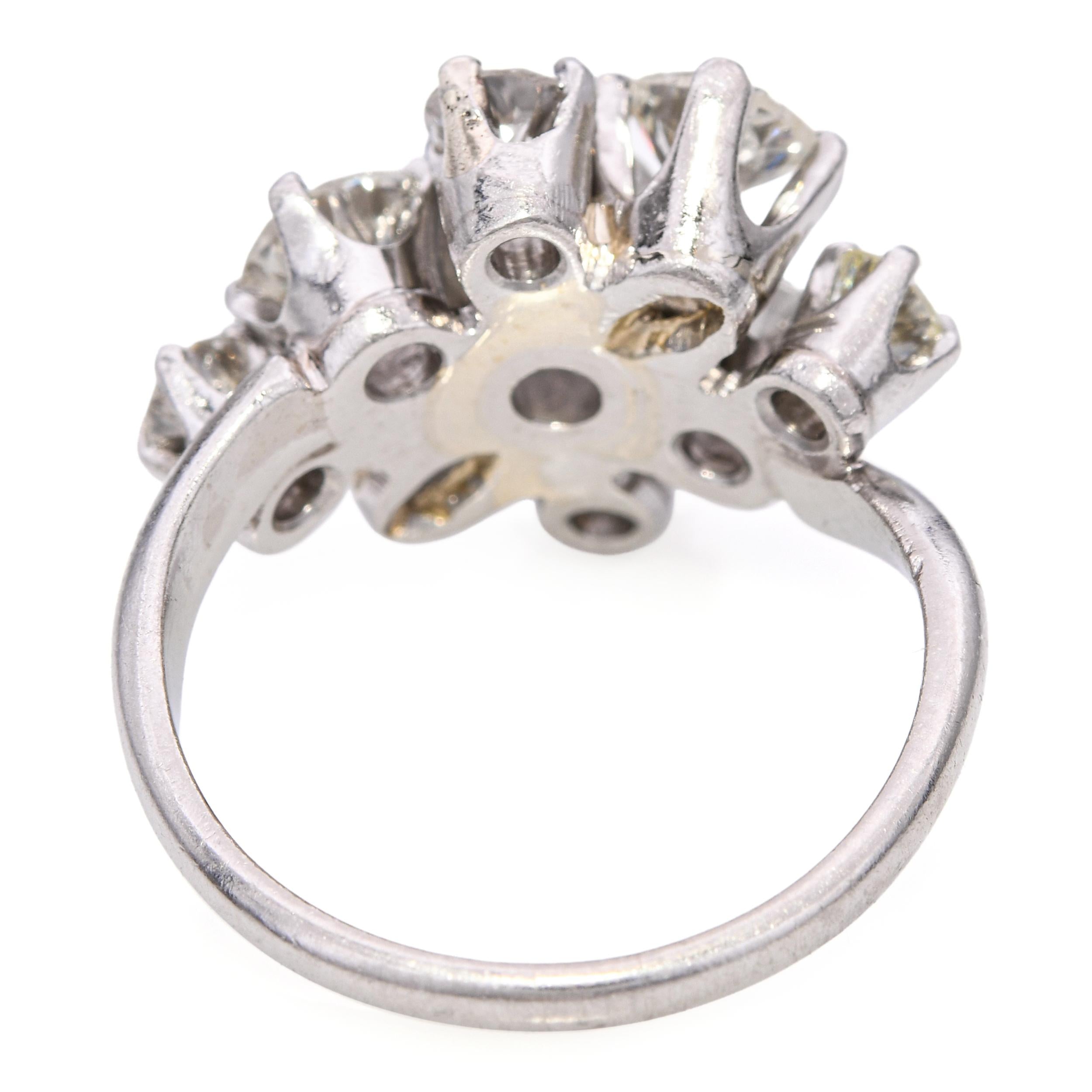 Vintage Louis J. Meyer Platinum 2.20ct Diamond Cluster Ring